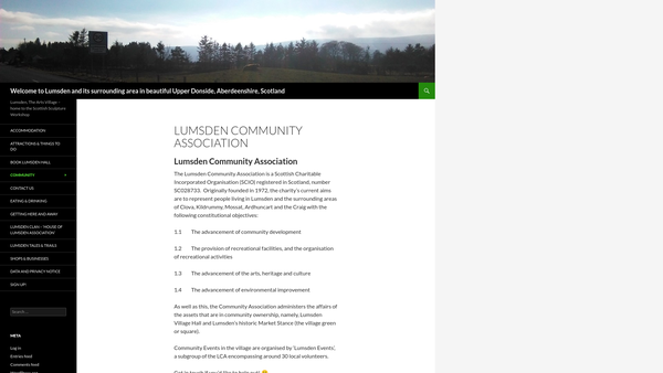 Screenshot of the Lumsden Community Association website