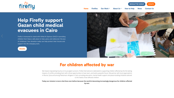 Screenshot of the Firefly International website