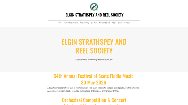 Screenshot of the Elgin Strathspey And Reel Society website