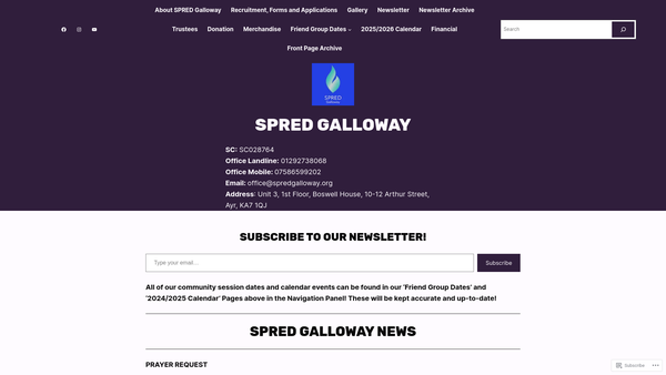 Screenshot of the Galloway Spred website