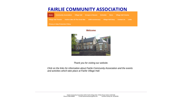 Screenshot of the Fairlie Community Association (SCIO) website
