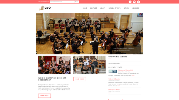 Screenshot of the Grampian Concert Orchestra website