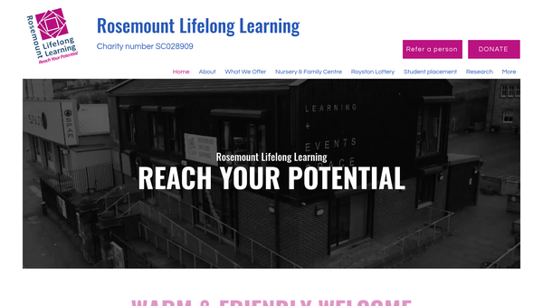 Screenshot of the Rosemount Lifelong Learning website