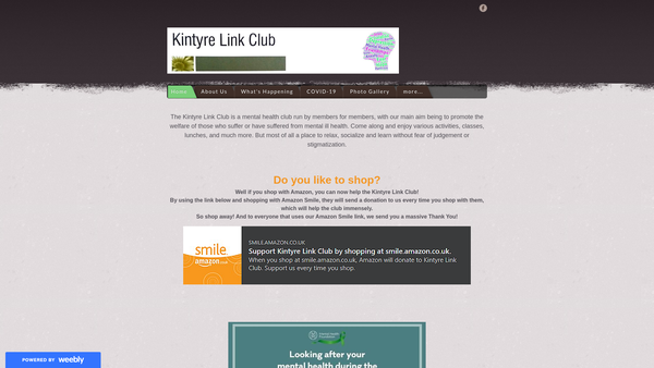 Screenshot of the Kintyre Link Club website