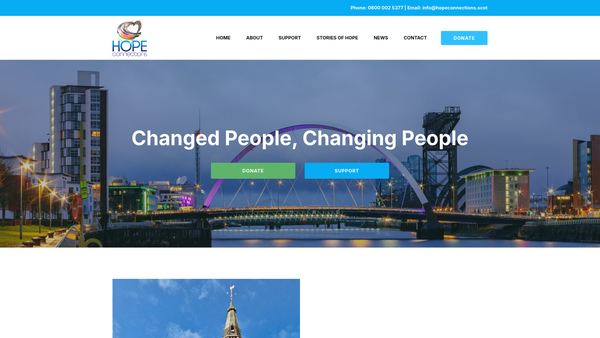 Screenshot of the Hope Connections website