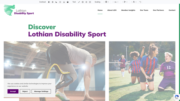 Screenshot of the Lothian Disability Sport website