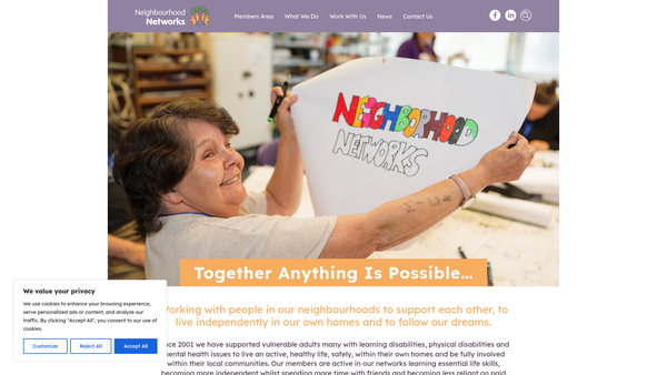 Screenshot of the Neighbourhood Networks website