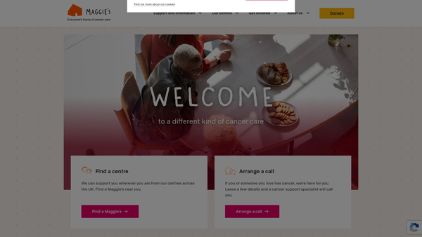 Screenshot of the Maggie Keswick Jencks Cancer Caring Centres Trust (Dundee) website