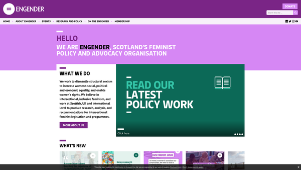 Screenshot of the Engender website
