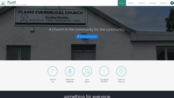 Screenshot of the Plains Evangelical Church website