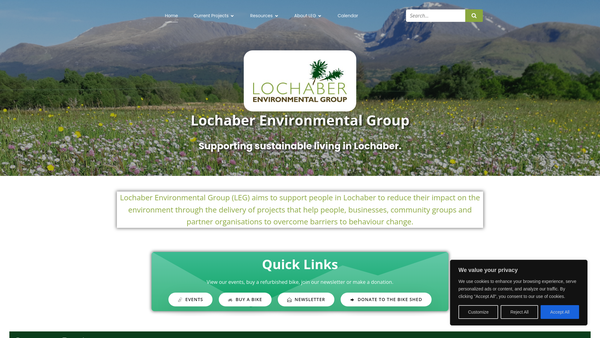 Screenshot of the Lochaber Environmental Group website