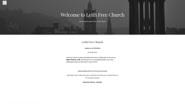 Screenshot of the Elder Memorial Free Church Of Scotland website