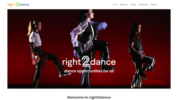 Screenshot of the right2dance website