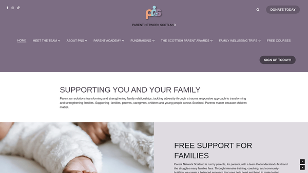 Screenshot of the Parent Network Scotland website