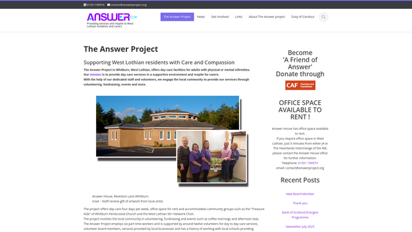 Screenshot of the Answer Project website