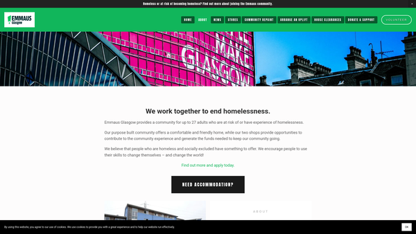 Screenshot of the Emmaus Glasgow website