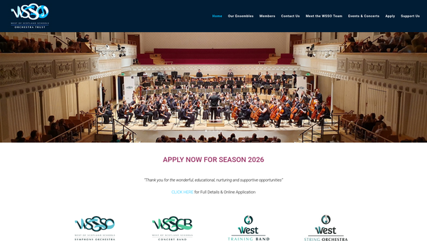 Screenshot of the West Of Scotland Schools Orchestra Trust website