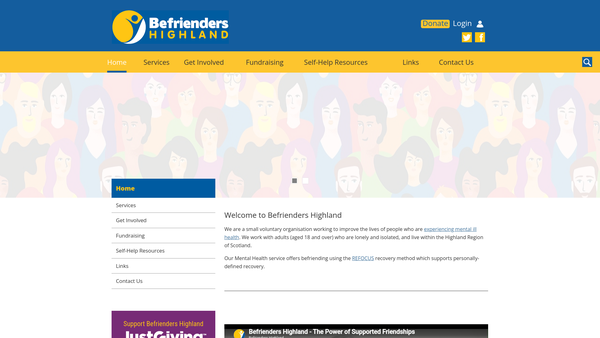 Screenshot of the Befrienders Highland Limited website