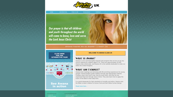 Screenshot of the Awana Scotland website