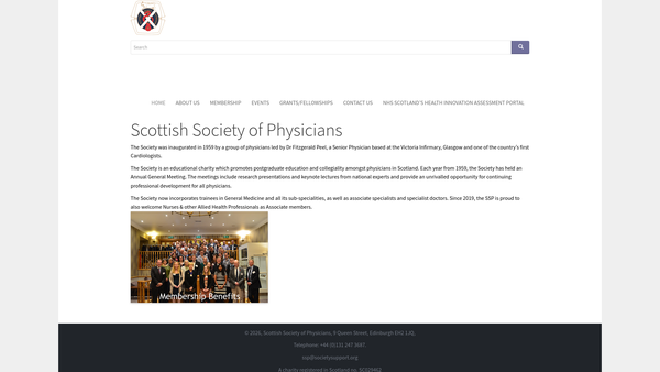 Screenshot of the Scottish Society Of Physicians website