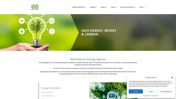 Screenshot of the Energy Agency website