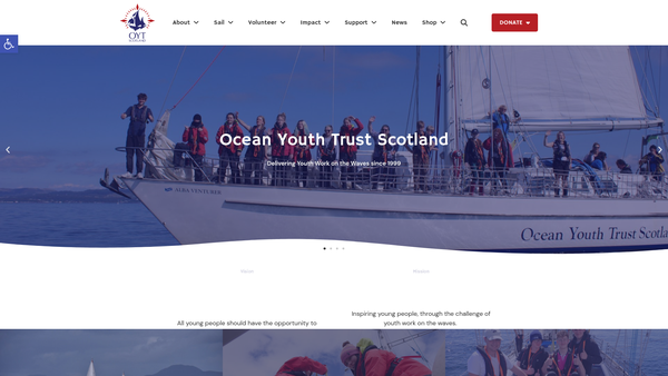 Screenshot of the Ocean Youth Trust Scotland website