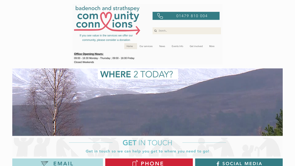 Screenshot of the Badenoch and Strathspey Community ConnXions website
