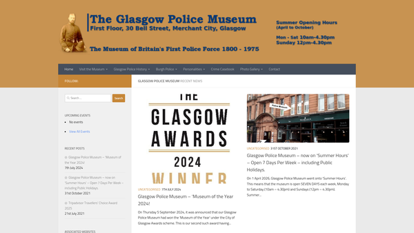 Screenshot of the The Glasgow Police Heritage Society website