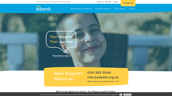 Screenshot of the East Dunbartonshire Association For Mental Health (Edamh) website