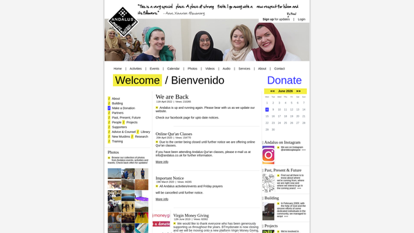 Screenshot of the Andalus website