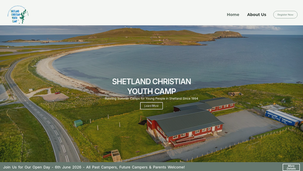 Screenshot of the Shetland Christian Youth Club website