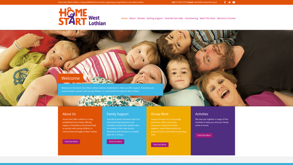 Screenshot of the Home-Start West Lothian website