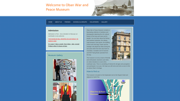 Screenshot of the Oban War & Peace Museum website