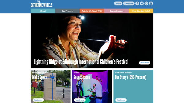 Screenshot of the Catherine Wheels Theatre Company Limited website