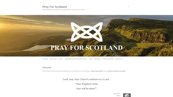 Screenshot of the Pray For Scotland website