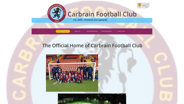 Screenshot of the Carbrain Football Club website