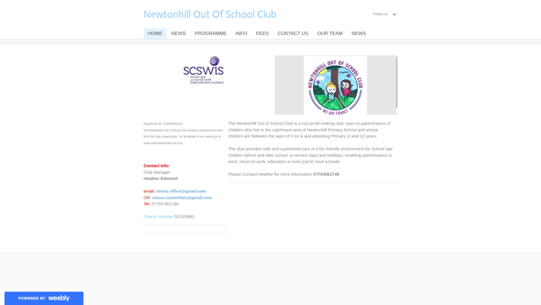 Screenshot of the Newtonhill Out Of School Club website