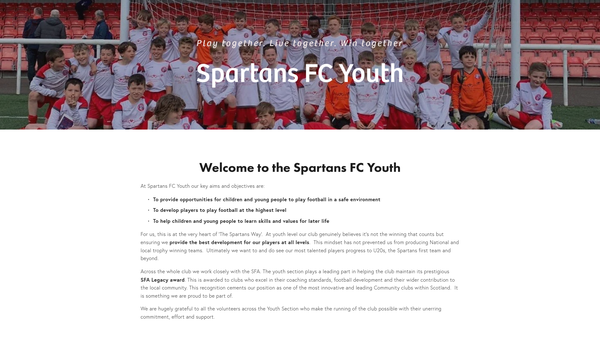 Screenshot of the Spartan's FC (Youth) website