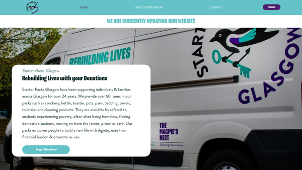 Screenshot of the Starter Packs Glasgow website