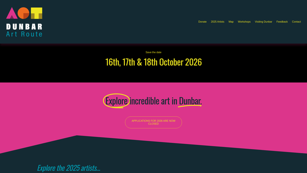 Screenshot of the Art Root East Lothian (SCIO) website