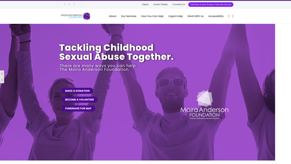Screenshot of the The Moira Anderson Foundation website