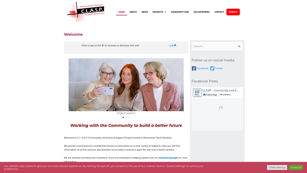 Screenshot of the Community Led Action And Support Project website