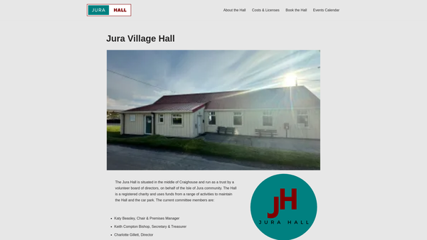 Screenshot of the Jura Hall website