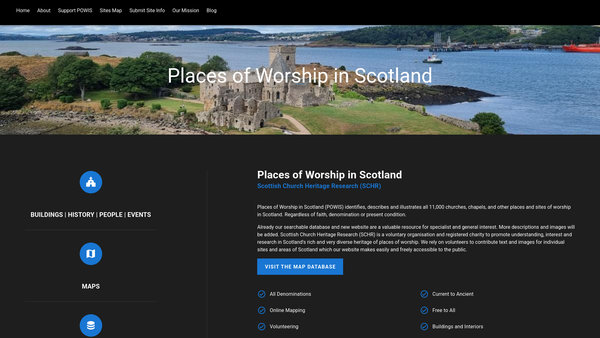 Screenshot of the Scottish Church Heritage Research Limited website
