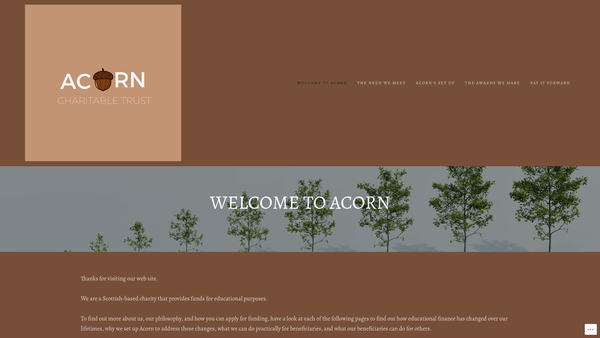 Screenshot of the The Acorn Charitable Trust website