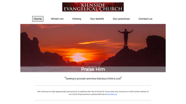 Screenshot of the Kilnside Evangelical Church website