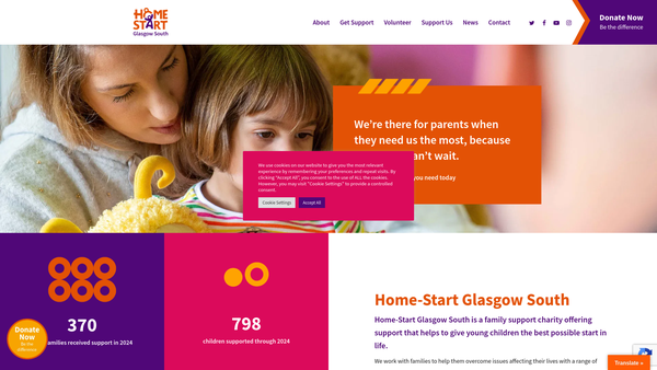 Screenshot of the Home-Start Glasgow South website