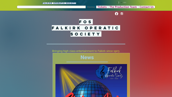 Screenshot of the Falkirk Operatic Society (SCIO) website