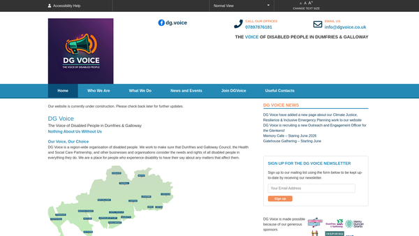 Screenshot of the DG Voice website