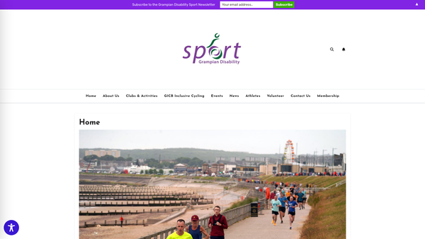 Screenshot of the Grampian Disability Sport website